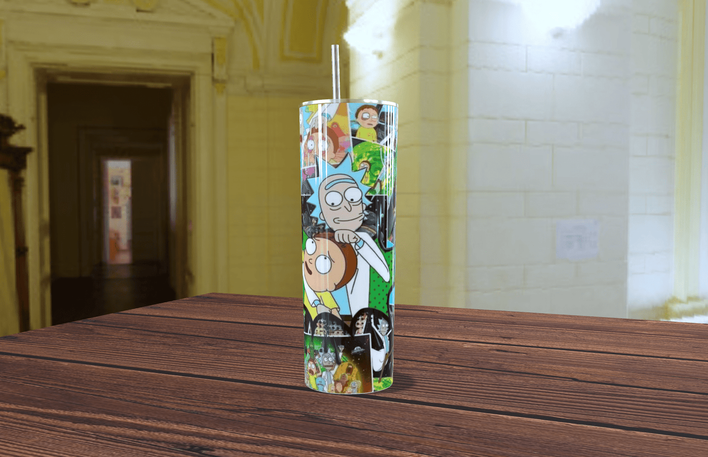 Rick and Morty Collage Skinny Tumbler 20oz
