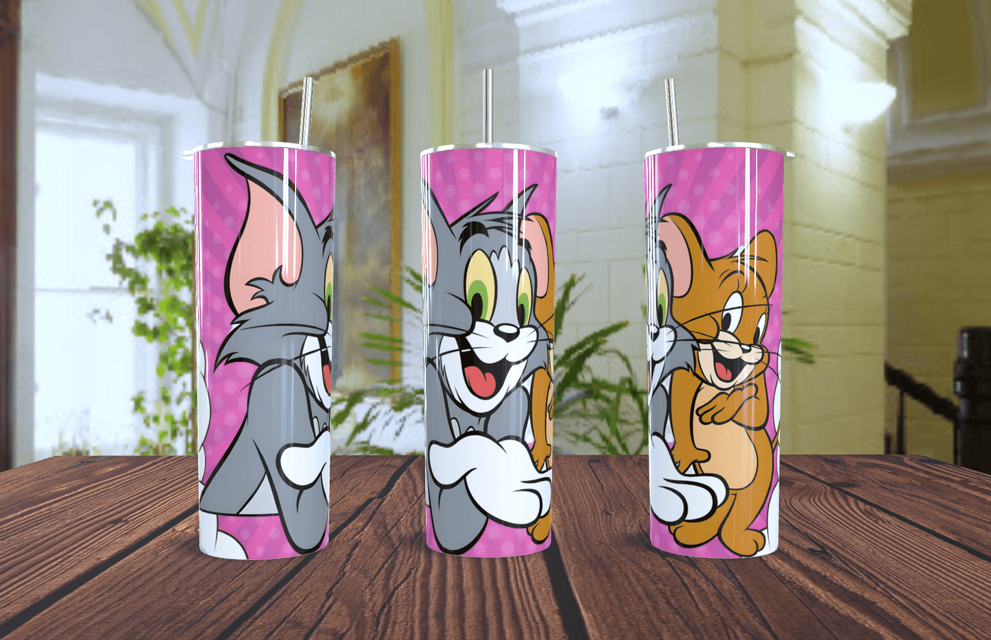 Tumbler Tom y Jerry Rosa 20oz