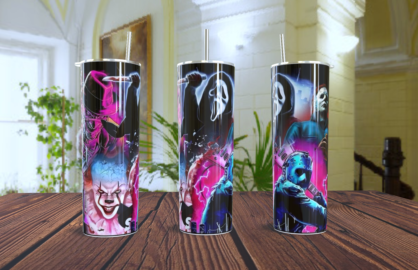Tumbler Horror Icons Neon 20oz