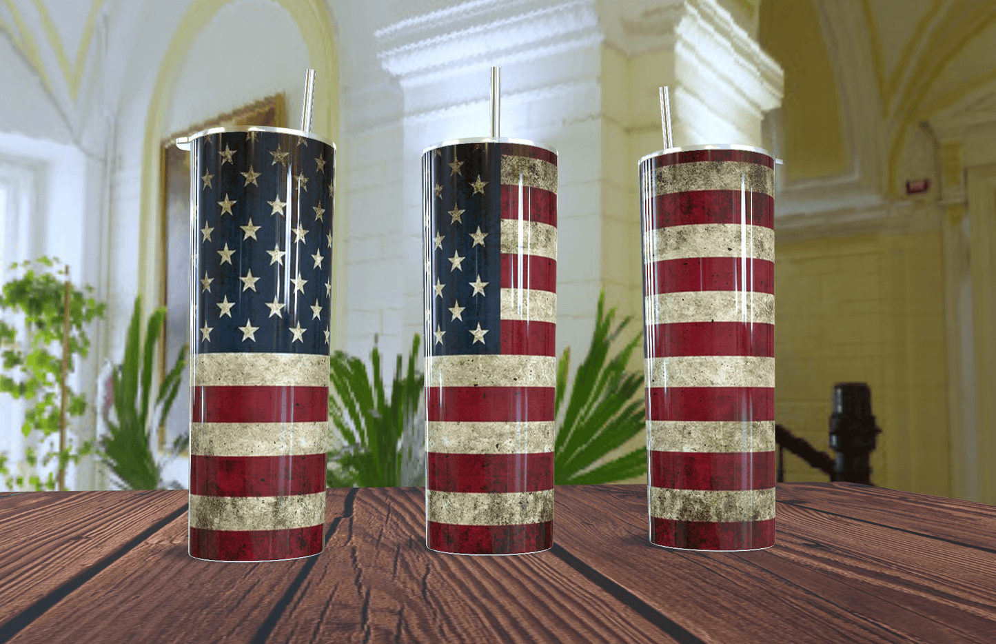 American Flag Tumbler 20oz - Vintage USA