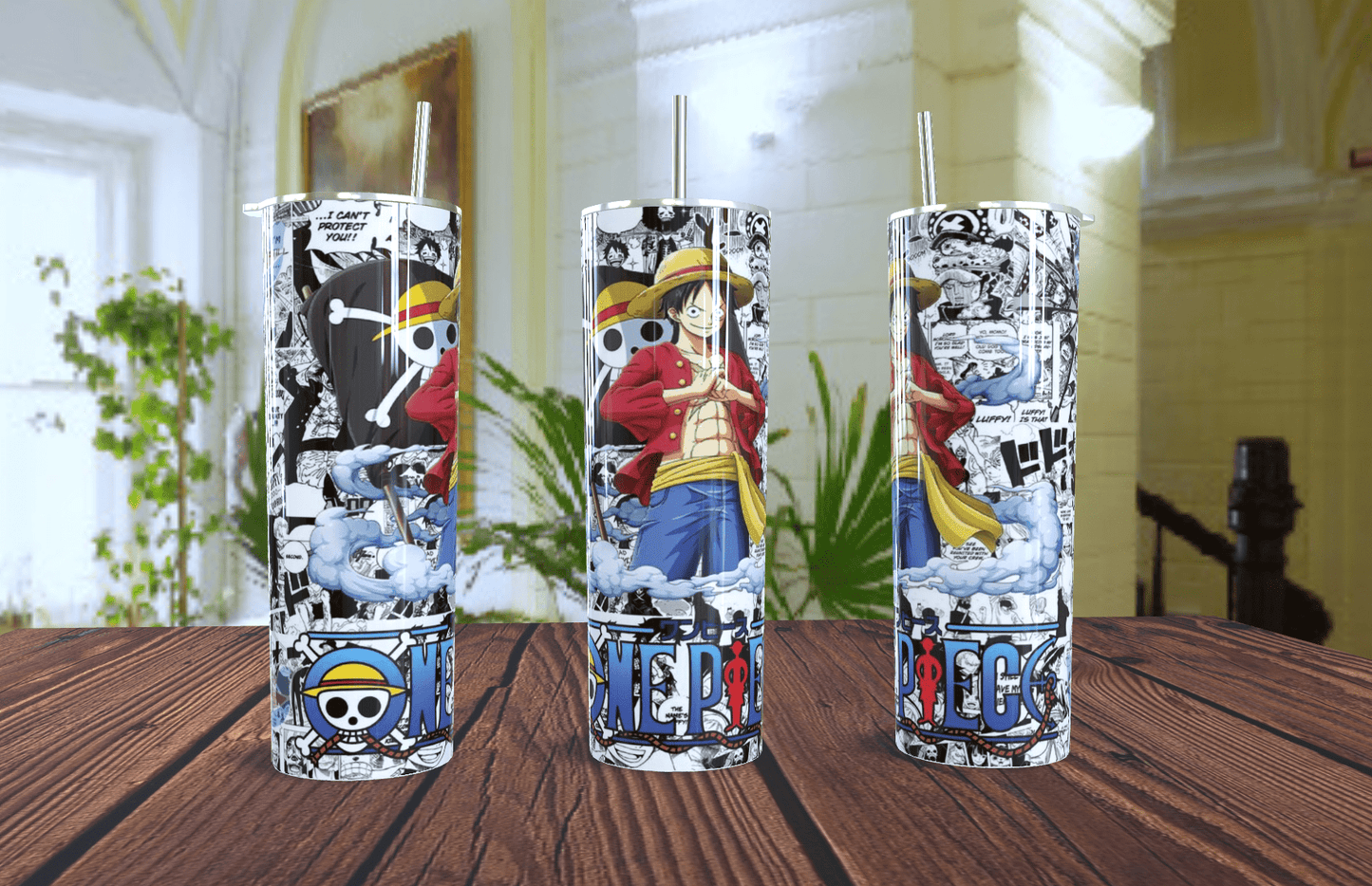 One Piece Luffy Manga Art Skinny Tumbler 20oz