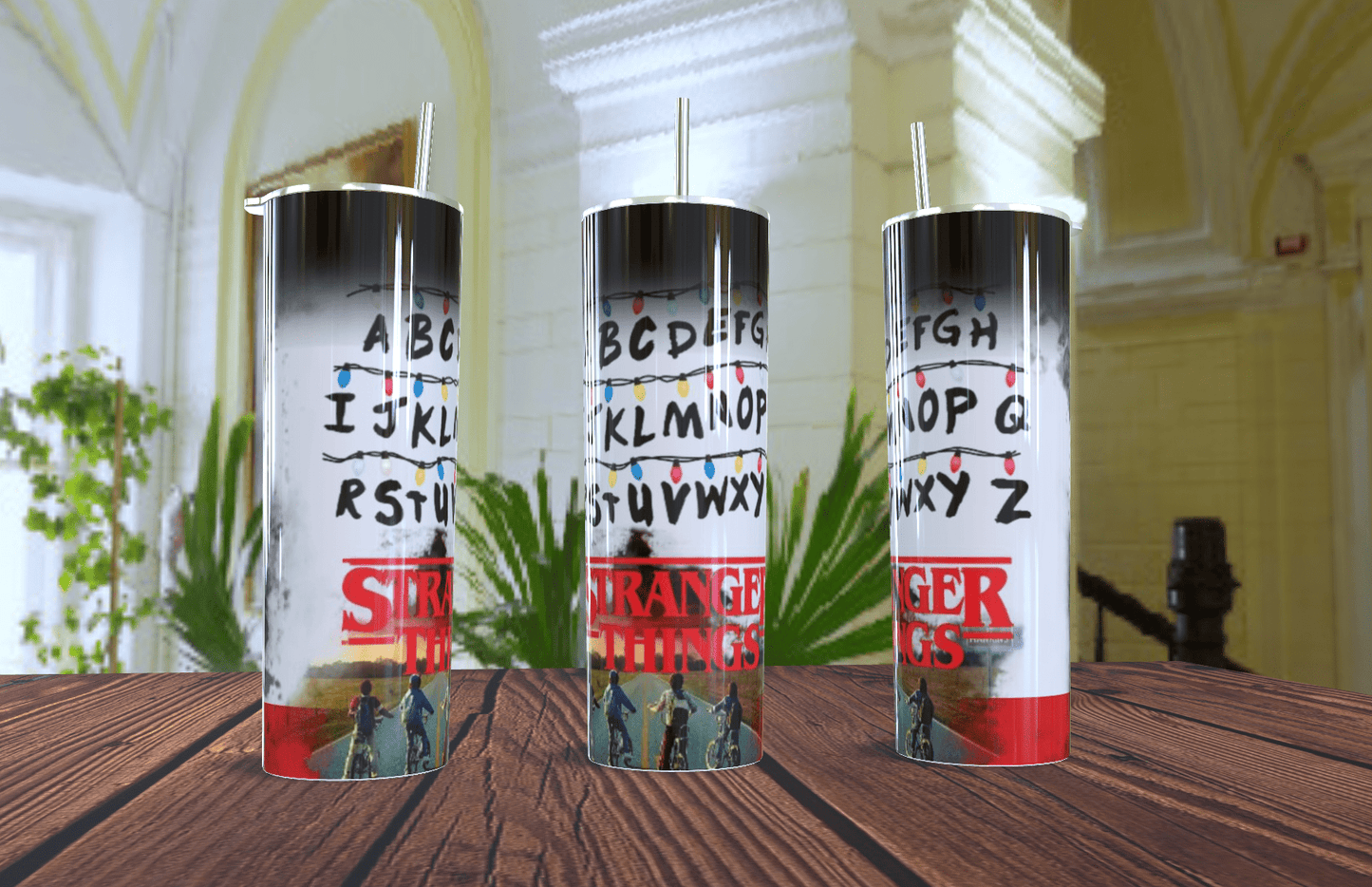 Stranger Things Alphabet Lights Skinny Tumbler 20oz