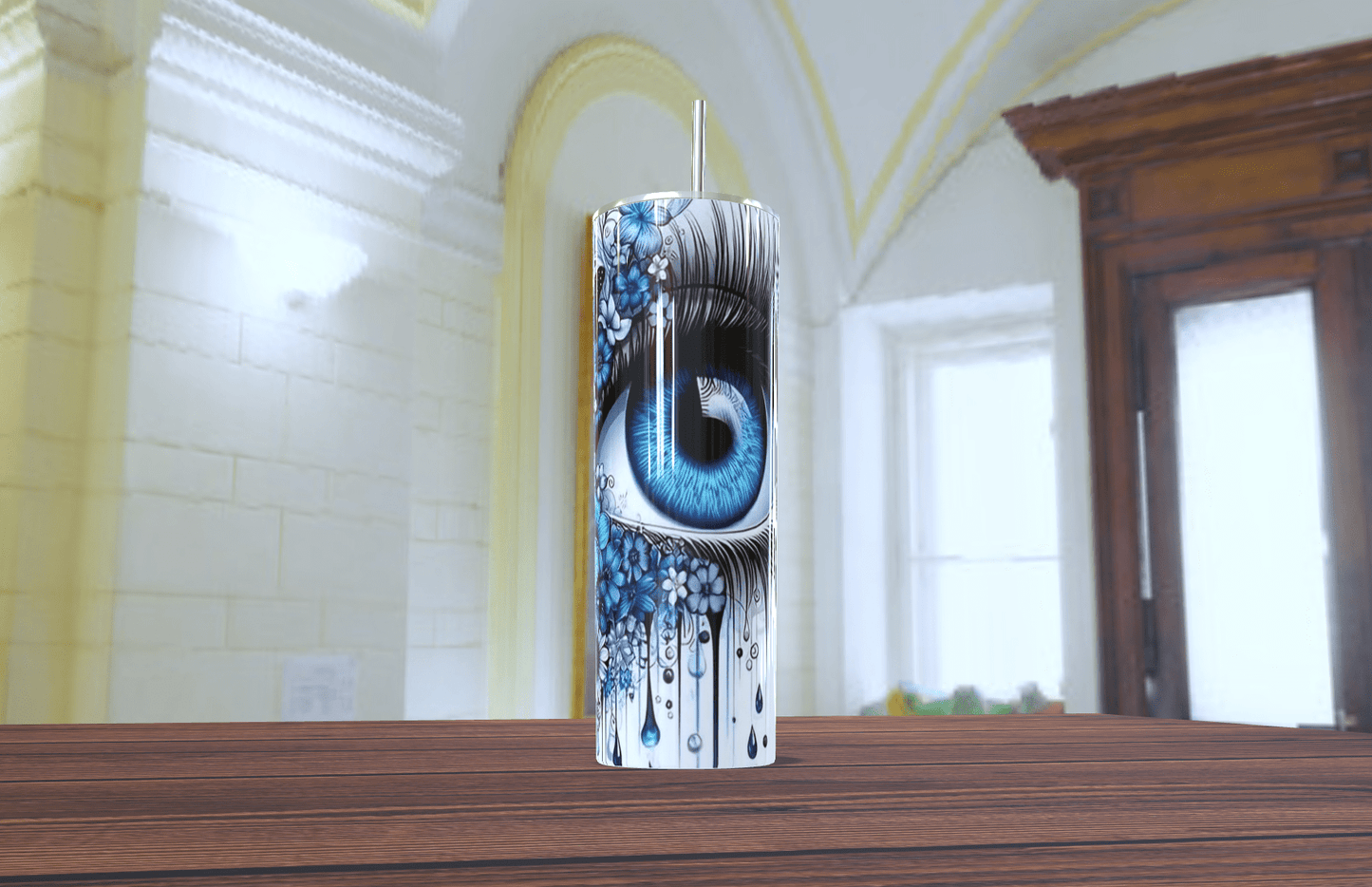 Blue Eye & Butterfly Skinny Tumbler 20oz