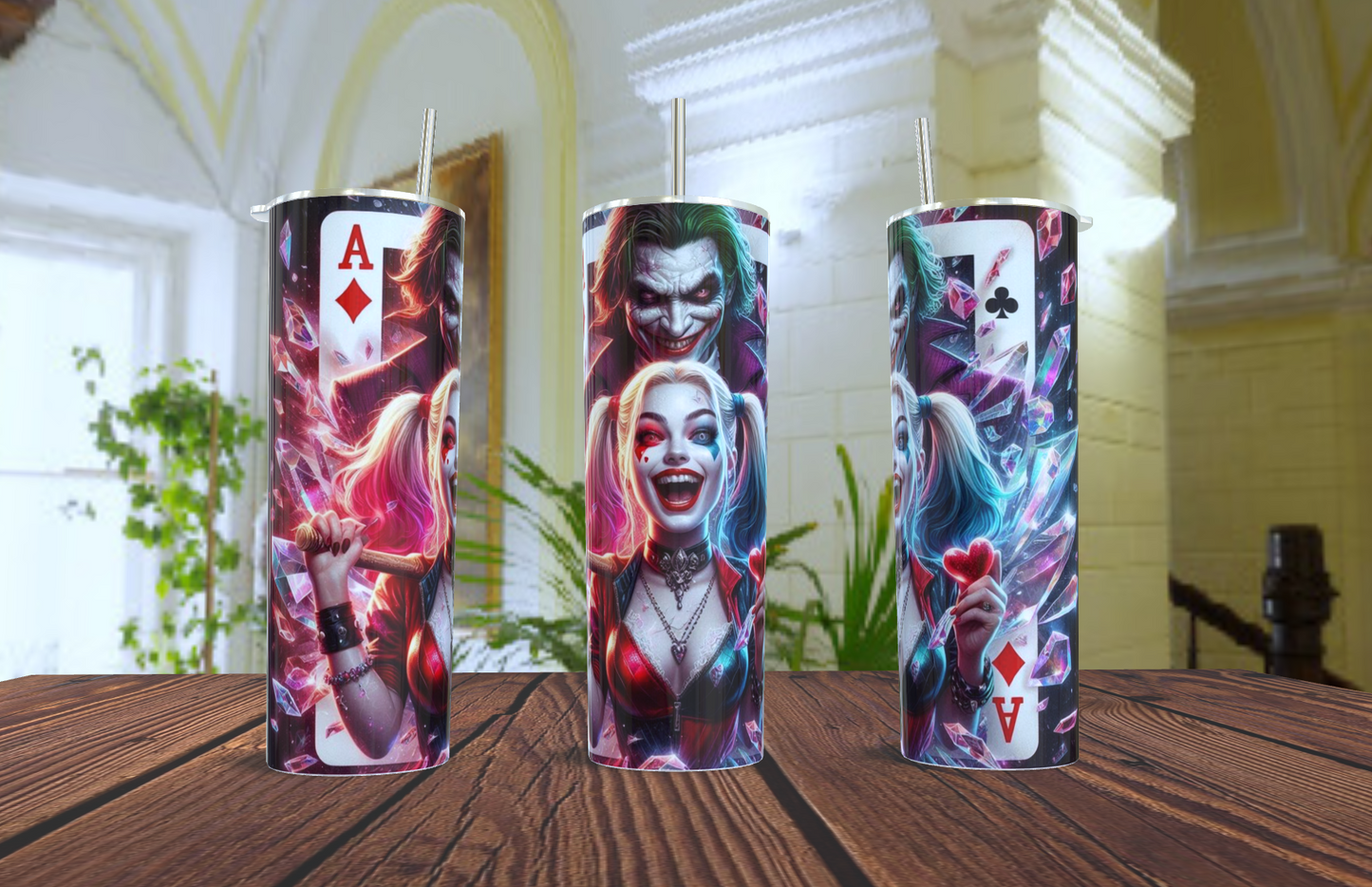 Joker & Harley Quinn Tumbler – DC Villain Fan Gift | 20oz Skinny Tumbler