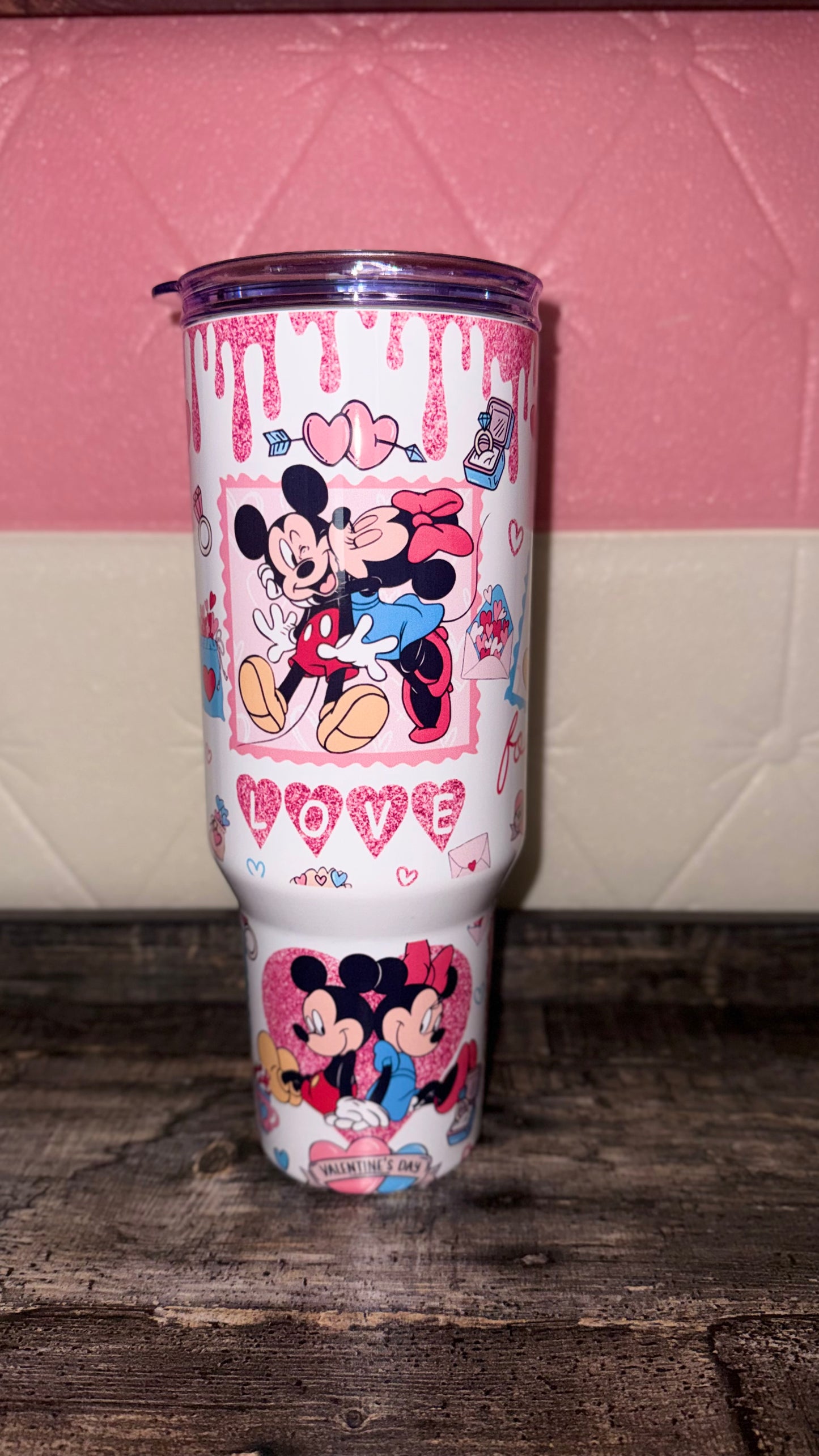 Tumbler Mickey y Minnie - Valentine's Day LOVE 40oz con Asa