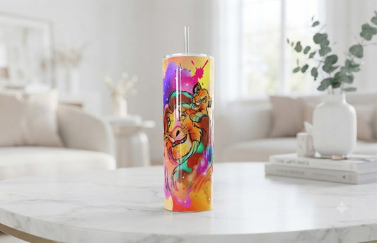Tumbler Mufasa y Simba Acuarela 20oz| Travel Mug