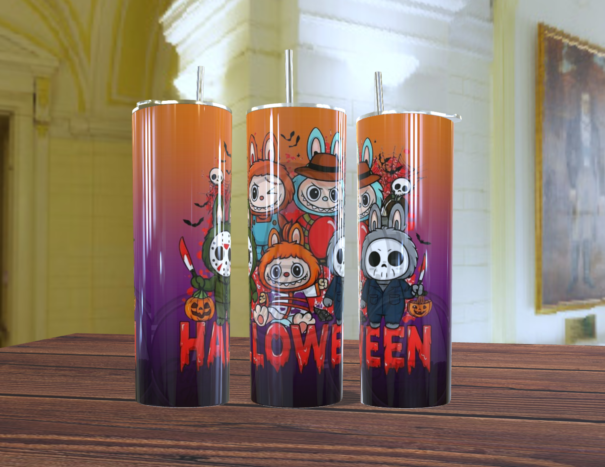Tumbler personalizado con La Bubu en Halloween