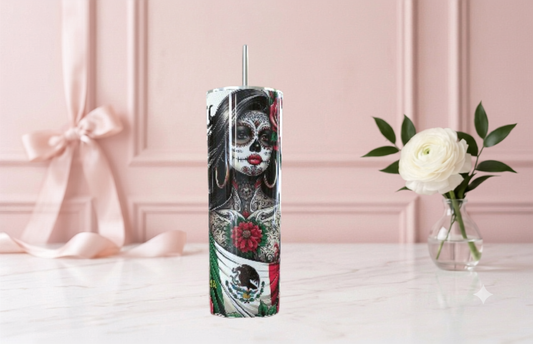 Catrina Mexicana Skinny Tumbler 20oz| Travel Mug