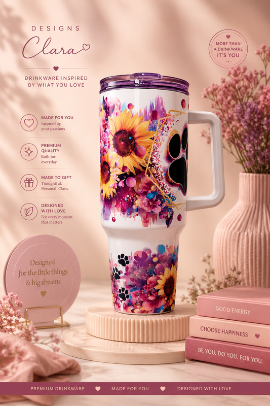 Sunflower Sugar Skull Tumbler 40oz – Boho Paws| Travel Mug
