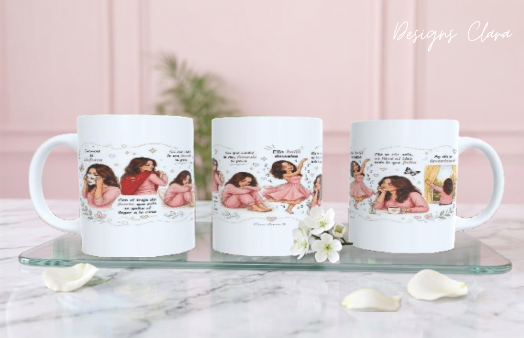 Taza de Cerámica "Fuerza y Alma" – Colección Ilustrada Mujer Real