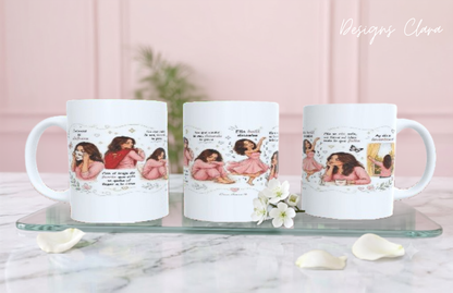 Taza de Cerámica "Fuerza y Alma" – Colección Ilustrada Mujer Real