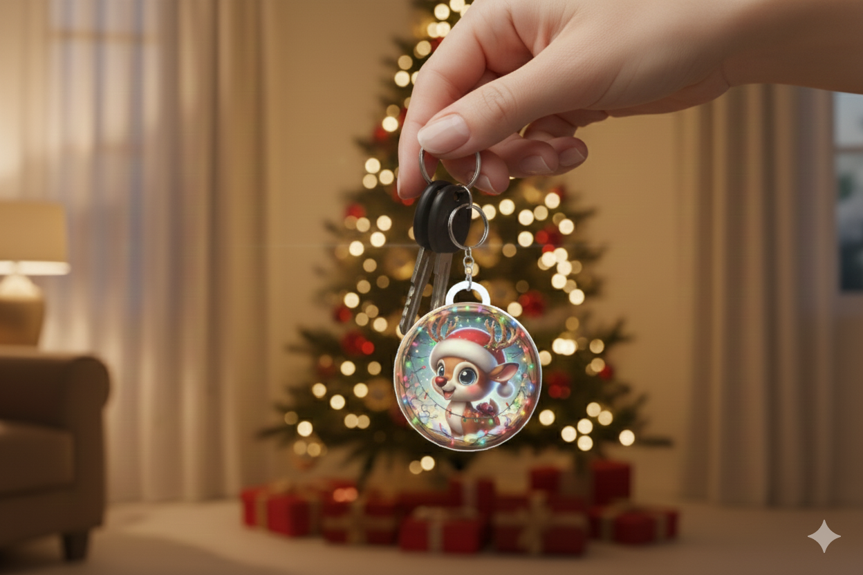 🌟 Llavero Navideño de Reno con Luces