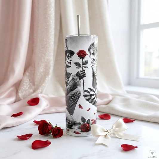 Tumbler Joker y Harley Quinn Gótico Rosas 20oz| Travel Mug
