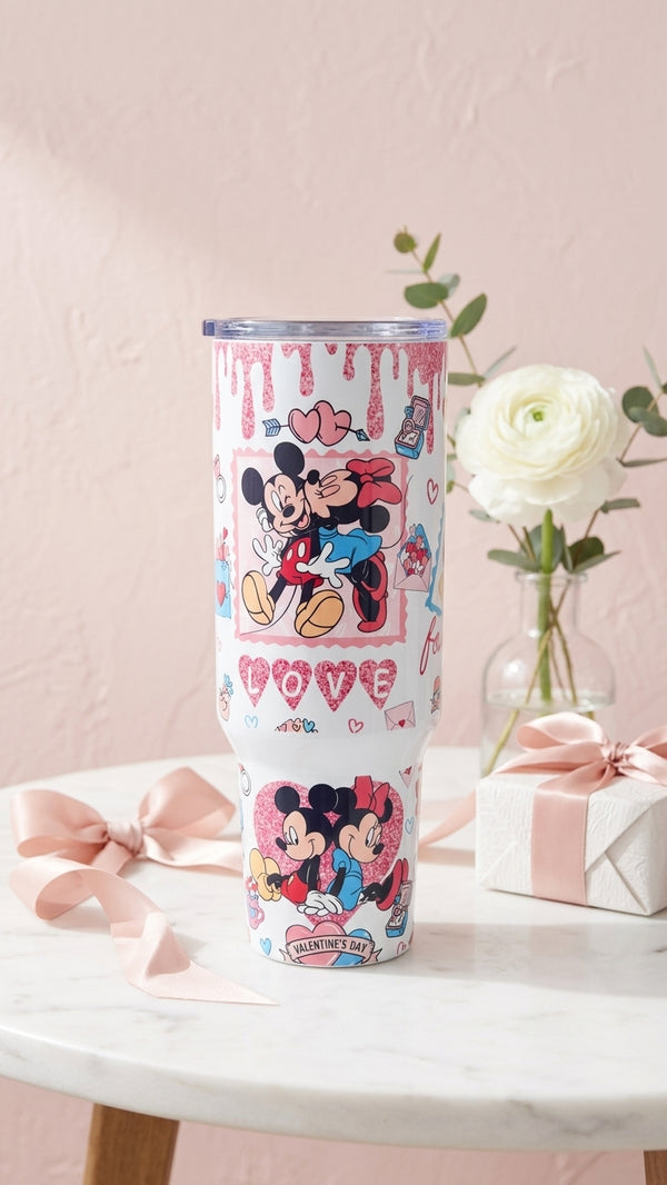 Tumbler Mickey y Minnie - Valentine's Day LOVE 40oz con Asa | Travel Mug