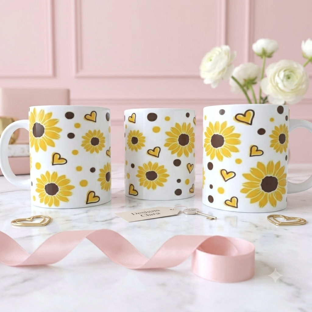 Taza Girasoles y Corazones - 11oz