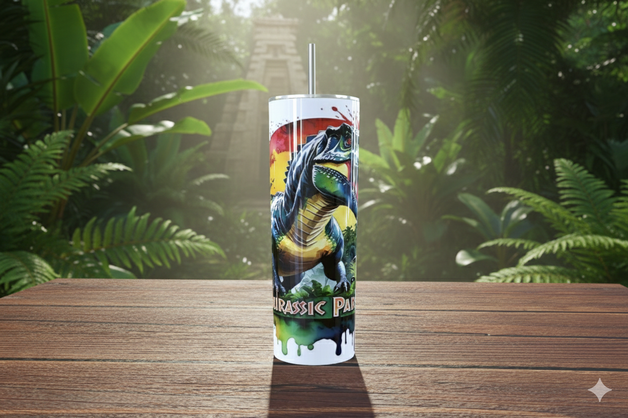 🦖 Vaso Térmico de Acero Inoxidable - Diseño T-Rex Jurassic Park (20 oz)