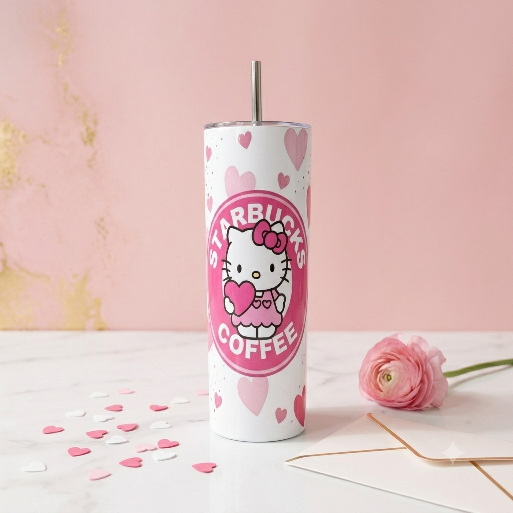 Tumbler Hello Kitty x Starbucks Coffee - Corazones Rosa 20oz | Travel Mug