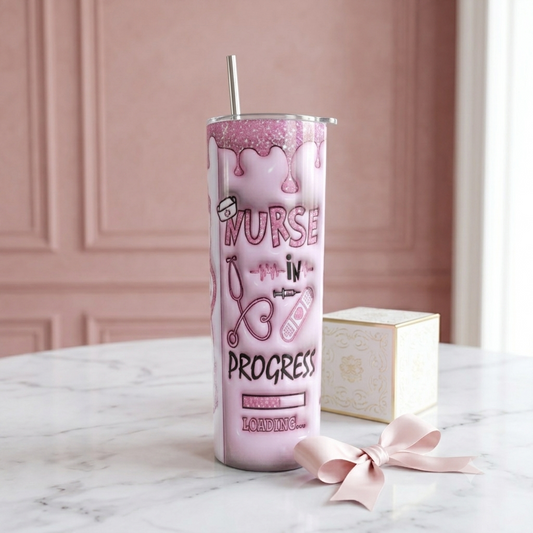 Tumbler Nurse in Progress 3D Rosa 20oz| Travel Mug