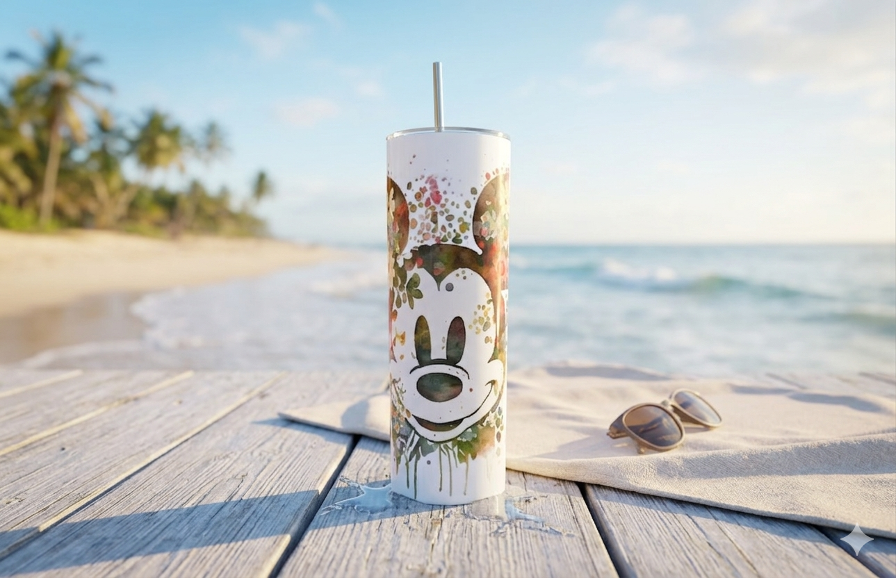 Mickey Mouse Watercolor Tumbler – Disney Fan Gift | 20oz Skinny Tumbler
