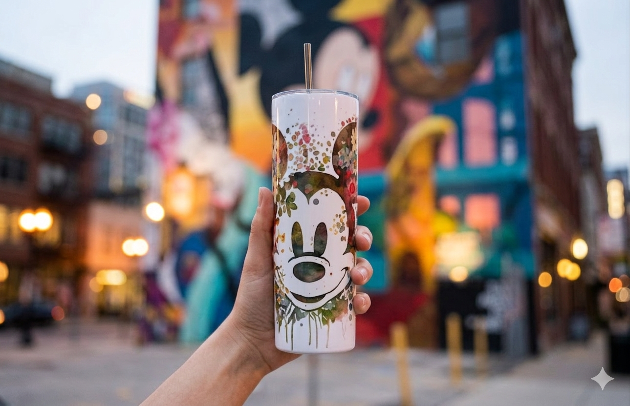 Mickey Mouse Watercolor Tumbler – Disney Fan Gift | 20oz Skinny Tumbler
