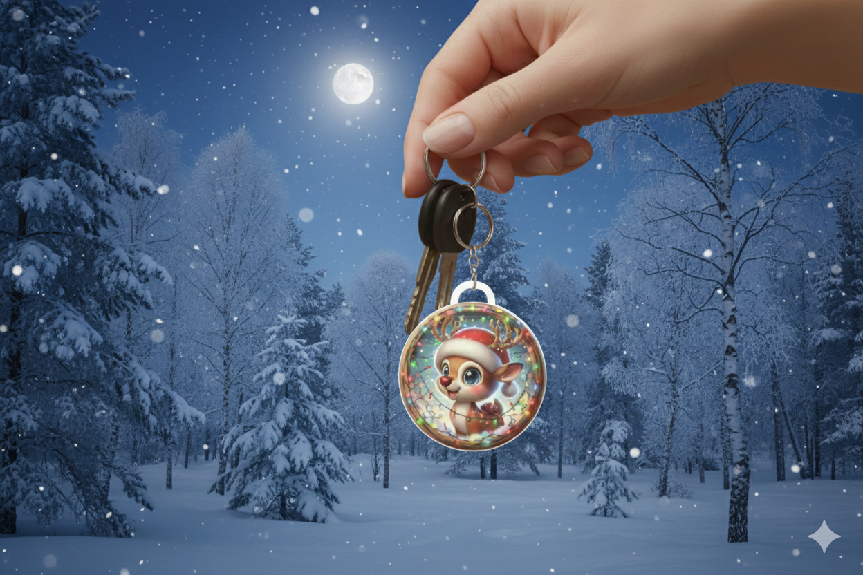 🌟 Llavero Navideño de Reno con Luces