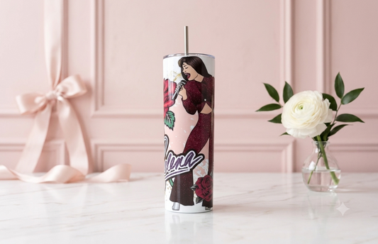 Tumbler Selena Quintanilla - La Reina del Tex-Mex Rosas Rojas 20oz | Travel Mug