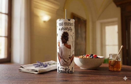 Make Yourself a Priority Tumbler – Self-Care Gift for Women | 20oz Skinny Tumbler