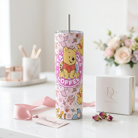 Tumbler Winnie the Pooh Starbucks Coffee Rosa 20oz| Travel Mug