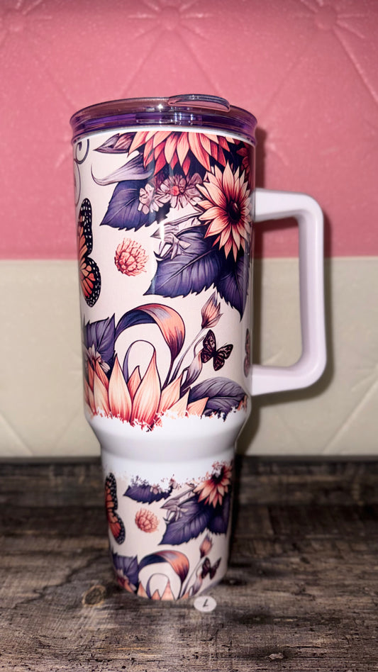 Floral Butterfly Tumbler 40oz – Botanical Garden