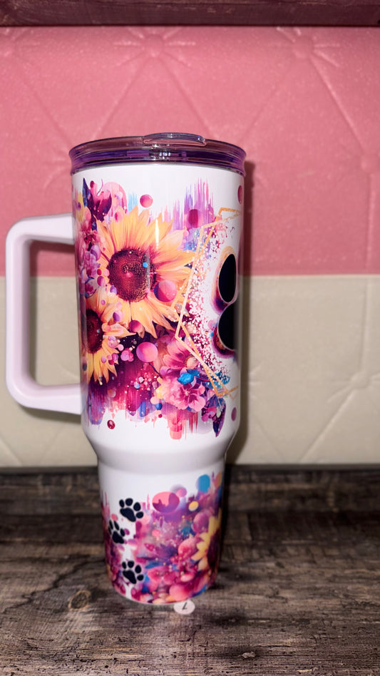 Sunflower Sugar Skull Tumbler 40oz – Boho Paws