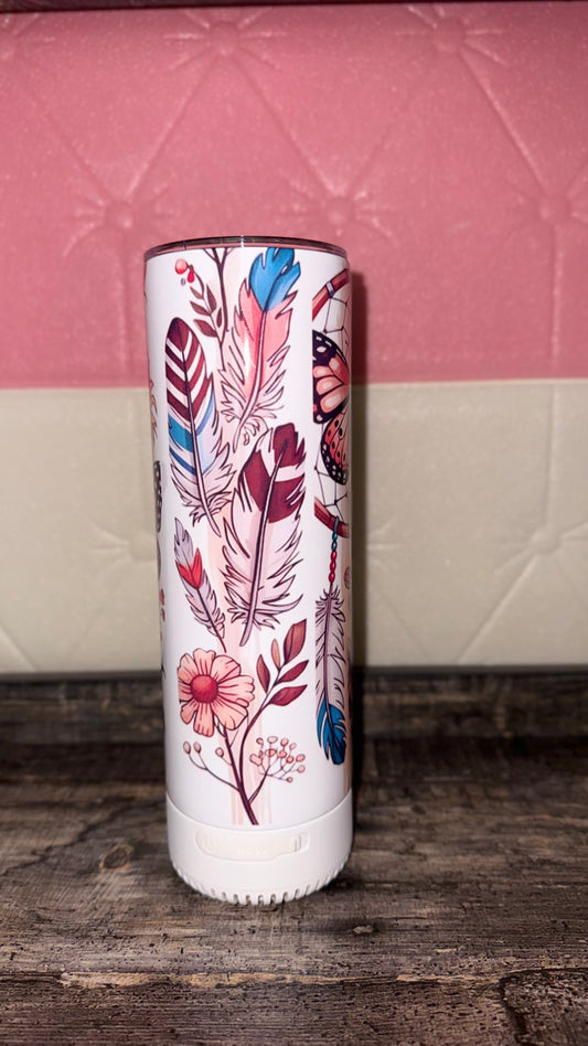 Feather & Butterfly Skinny Tumbler 20oz – Boho Wildflower