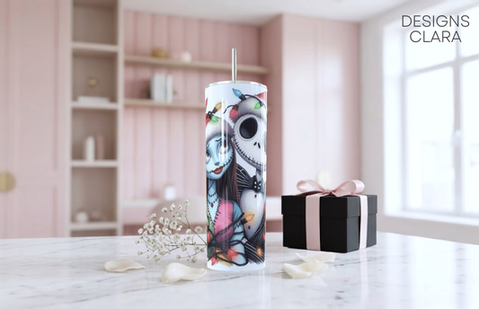 Nightmare Before Christmas Jack & Sally Skinny Tumbler 20oz| Travel Mug
