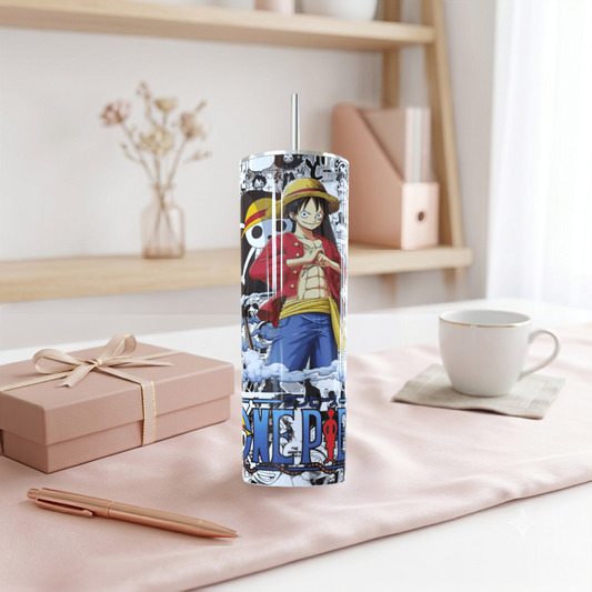 One Piece Luffy Manga Art Skinny Tumbler | Travel Mug