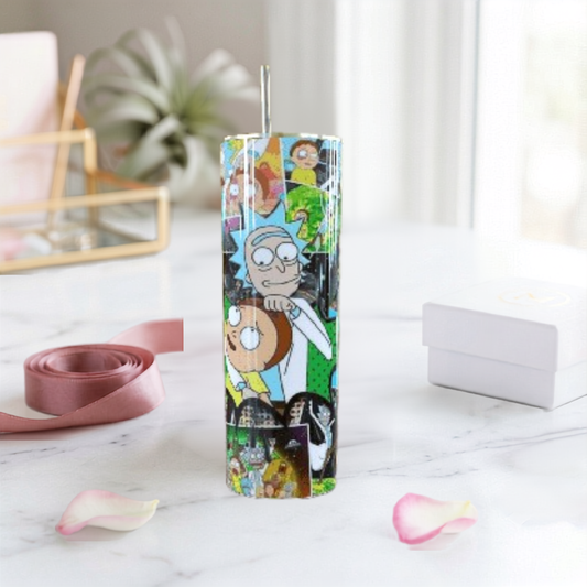 Rick and Morty Collage Skinny Tumbler 20oz| Travel Mug