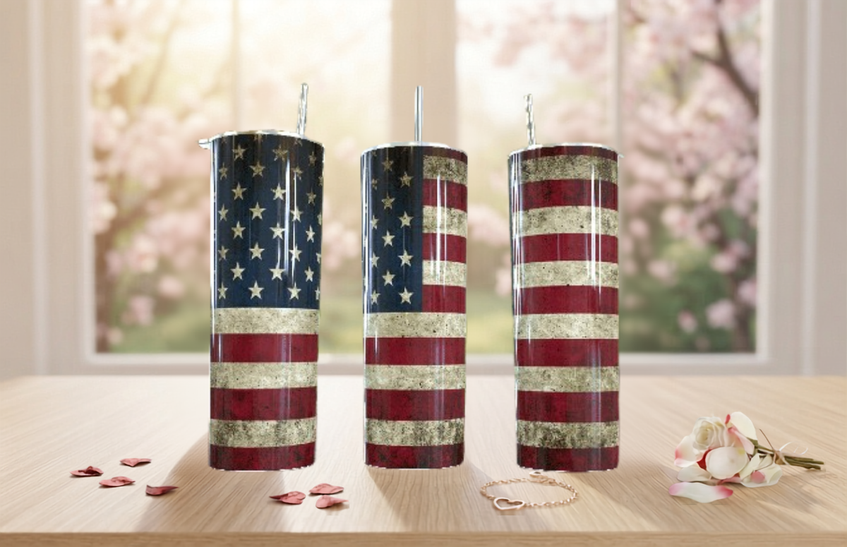 American Flag Tumbler 20oz - Vintage USA| Travel Mug