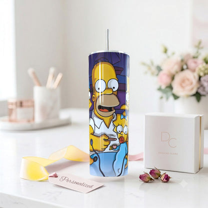 The Simpsons Family Couch Skinny Tumbler 20oz| Travel Mug