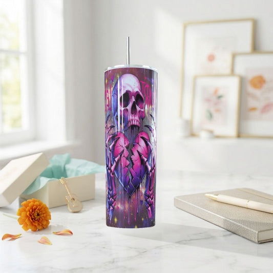 Skull Broken Heart Galaxy Skinny Tumbler 20oz| Travel Mug