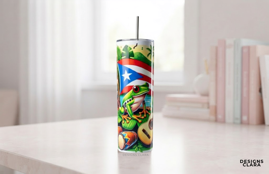 Puerto Rico Coqui Tumbler – Boricua Pride Gift | 20oz Skinny Tumbler| Travel Mug