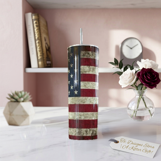 American Flag Tumbler 20oz - Vintage USA| Travel Mug