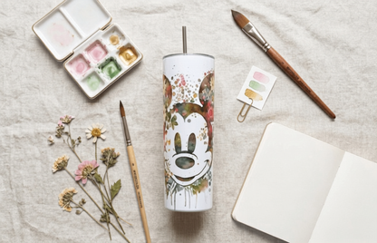 Mickey Mouse Watercolor Tumbler – Disney Fan Gift | 20oz Skinny Tumbler| Travel Mug