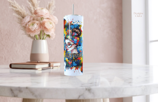 Autism Mom Tumbler 20oz - Puzzle Graffiti| Travel Mug