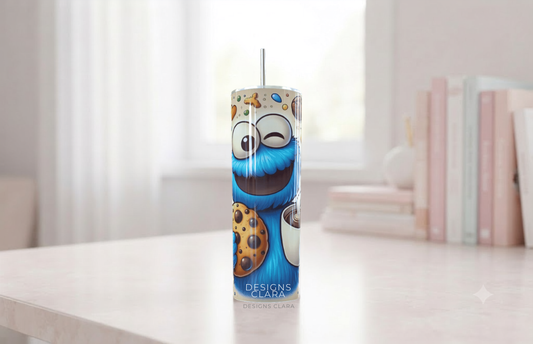 Cookie Monster Coffee & Cookies Skinny Tumbler 20oz| Travel Mug