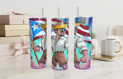 Puerto Rico Pride Jíbaro Skinny Tumbler 20oz| Travel Mug