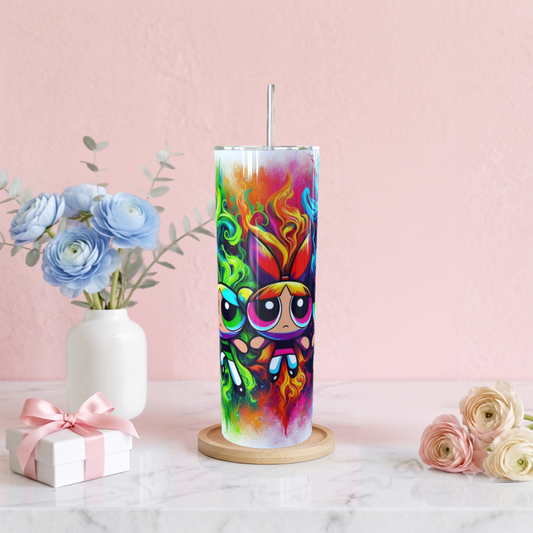 Powerpuff Girls Graffiti Fire Skinny Tumbler 20oz| Travel Mug