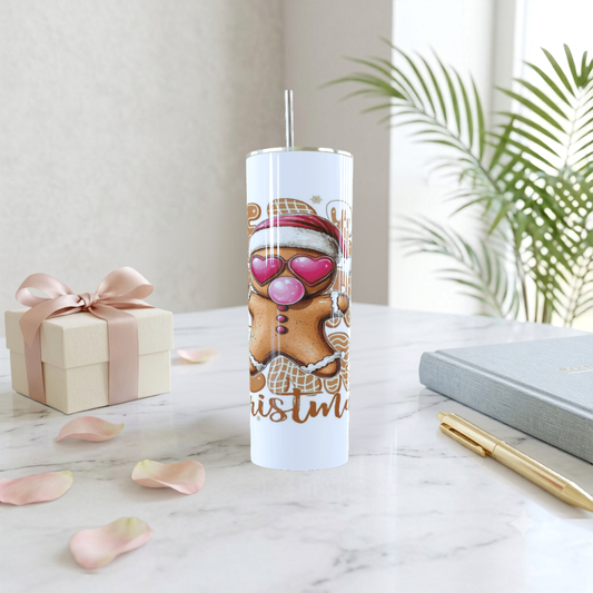 Merry Christmas Gingerbread Skinny Tumbler 20oz| Travel Mug