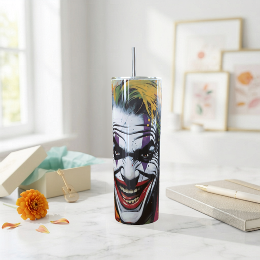 Joker Splatter Art Skinny Tumbler 20oz| Travel Mug