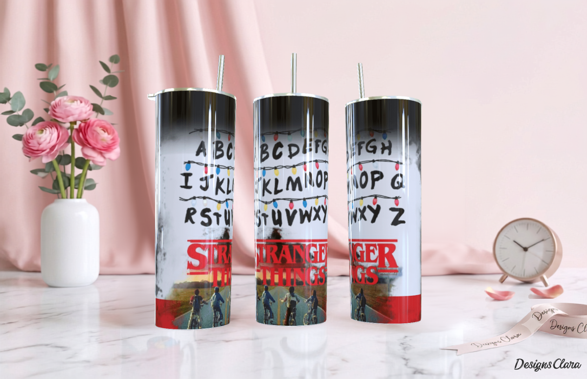 Stranger Things Alphabet Lights Skinny Tumbler 20oz| Travel Mug