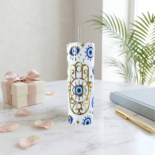 Hamsa & Evil Eye Skinny Tumbler 20oz| Travel Mug