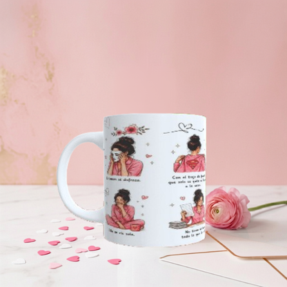 Taza Personalizada "Fuerte y Única" – Ilustración Historia Diaria