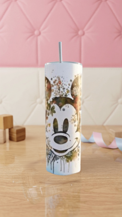 Mickey Mouse Watercolor Tumbler – Disney Fan Gift | 20oz Skinny Tumbler| Travel Mug